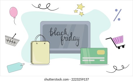Plantilla de banner para Black Friday y Cyber week. Ilustración vectorial.