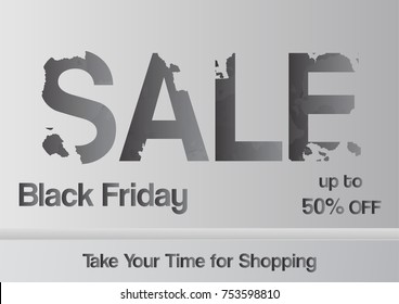 Banner template for Black Friday with text space on grey and white interior background.