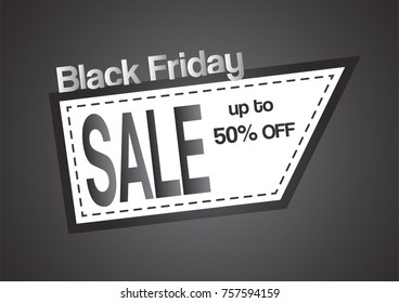 Banner template for Black Friday with text space on black and white background. 