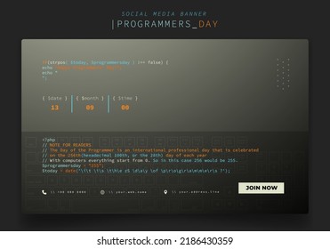 Banner Template With Black Transparent Keyboard Design For International Programmers Day Design