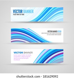 Banner template of blue clean ocean vector background with abstract waves