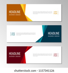 Banner template. Blue, Red and Orange Banner design. Horizontal advertising banner.