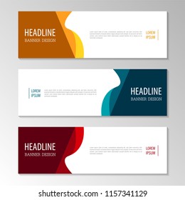 Banner template. Blue, Red and Orange Banner design. Horizontal advertising banner.