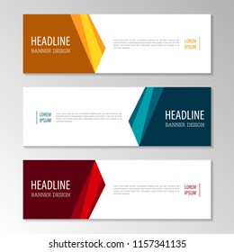 Banner template. Blue, Red and Orange Banner design. Horizontal advertising banner.