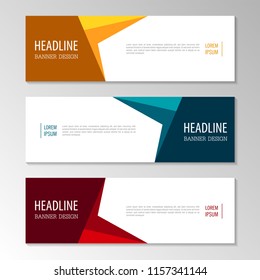 Banner template. Blue, Red and Orange Banner design. Horizontal advertising banner.