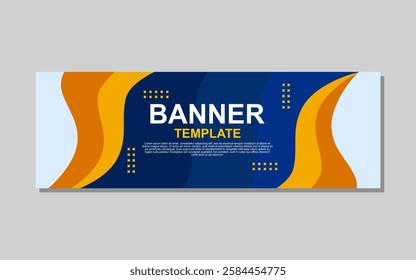 Banner template with a blue and yellow color scheme.