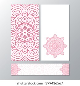 Banner template collection with mandala pattern. Design for flyer, banner, invitation, greeting card. Ornament flyer