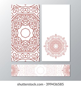 Banner template collection with mandala pattern. Design for flyer, banner, invitation, greeting card. Ornament flyer