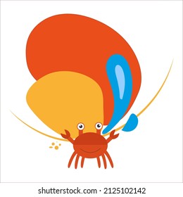 Banner template with a crab on a white background. Vector isolated image for use in web design