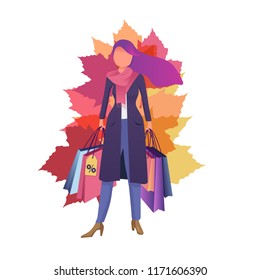 Banner template with the customer. Autumn clothes and colors.