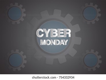 Banner template for Cyber Monday with text space on black and white background.