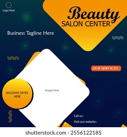 Banner template dark background beauty salon social media post. Salon vector banner with offer.