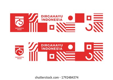 Banner Template Design 75 Years Independence Day of Indonesia (Indonesian Text: Dirgahayu Indonesia, 75 Indonesia Maju). With Official Logo Illustration on Vector. Eps 10.