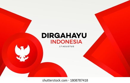 Plantilla de cartel Diseño Día de la Independencia de Indonesia a 76 años (texto indonesio: Dirgahayu Indonesia). Con Ilustración de logotipo en vector. Eps 10.