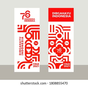 Banner Template Design 76 Years Independence Day of Indonesia (Indonesian Text: Dirgahayu Indonesia). With Logo Illustration on Vector. Eps 10.