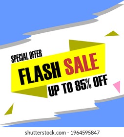 Banner template design for 85% off, big sales and end of season special offers. special offer banners. vector illustration.