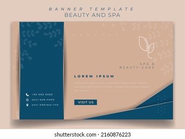 banner template design in blue and pink with luxury background design for spa advertisement design