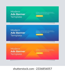 Banner template design. Entire colors gradient banner for the website. Modern ads banner.