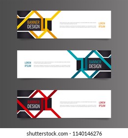 Banner template design. Horizontal advertising modern banner. 
