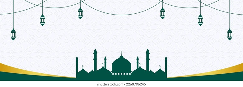 diseño de plantillas de banner con tema islámico. ilustración de mezquita y farol