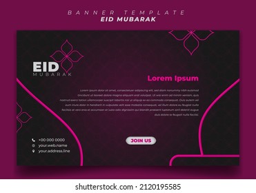 Diseño de plantillas de carteles con fondo paisajístico con diseño femenino para el día de celebración de Eid Mubarak. También una buena plantilla para el diseño de eventos islámicos.