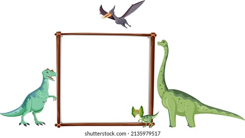 Banner template design with many dinosaurs illustration