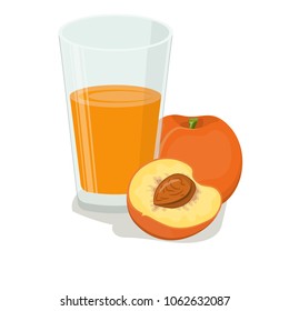 Banner template design, poster, peach cocktails icons. Fresh tropical peach juice for a healthy life. A glass of juice in cartoon style. stock vector.