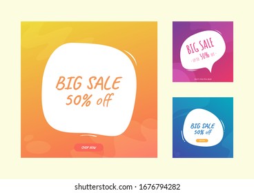 Banner Template Design for promotion at social media, Big Sale up to 50 persen off