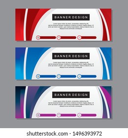 Banner template design with red and blue color. Modern banner template concept suitable for web.