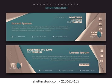 Banner template design with simple green geometric background