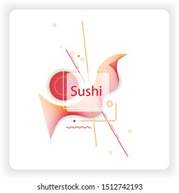 Banner template design with trendy geometric vector pattern. Illustration for advertisement or sale of sushi with modern abstract linear shapes for sale promotion or business elements.