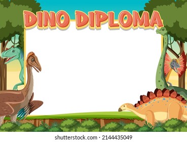 Banner template with dinosaur theme illustration