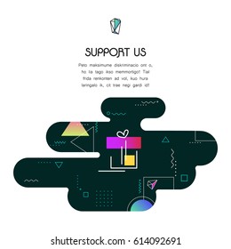 Banner Template with Donation and Support Us icon and text