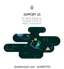 Banner Template with Donation and Support Us icon and text