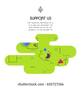 Banner Template with Donation and Support Us icon and text