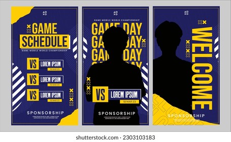 banner template for esports team with tournament logo, sponsor, team logo,versus for social media