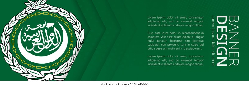 Banner template with flag of Arab League for advertising travel, business and other. Horizontal web banner design.