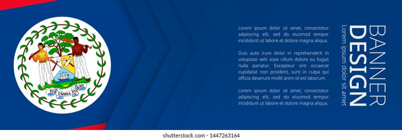 Banner template with flag of Belize for advertising travel, business and other. Horizontal web banner design.