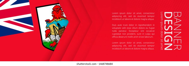 Banner template with flag of Bermuda for advertising travel, business and other. Horizontal web banner design.