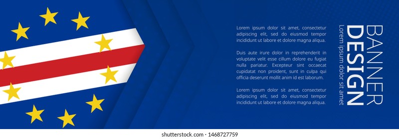 Banner template with flag of Cape Verde for advertising travel, business and other. Horizontal web banner design.