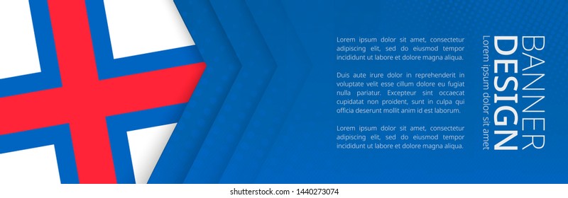 Banner template with flag of Faroe Islands for advertising travel, business and other. Horizontal web banner design.