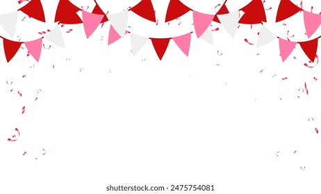 Banner template flag garland romantic color concept design for holiday, party, celebration, valentine