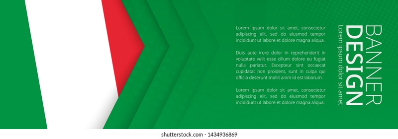 Banner template with flag of Italy for advertising travel, business and other. Horizontal web banner design.