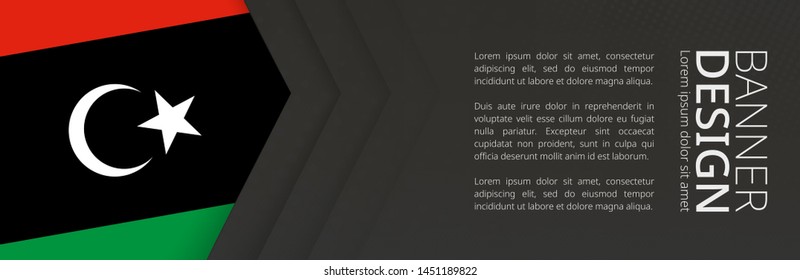 Banner template with flag of Libya for advertising travel, business and other. Horizontal web banner design.
