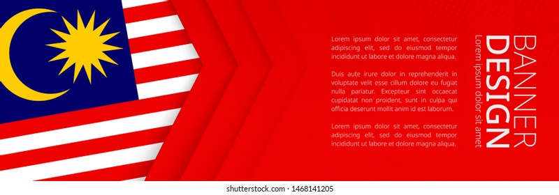Banner template with flag of Malaysia for advertising travel, business and other. Horizontal web banner design.