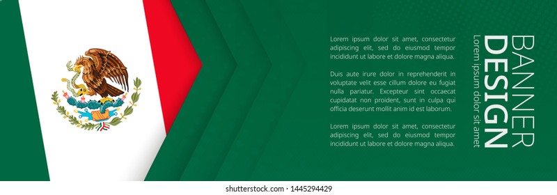 Banner template with flag of Mexico for advertising travel, business and other. Horizontal web banner design.