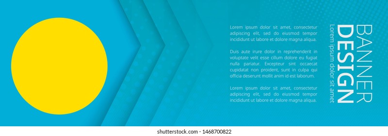 Banner template with flag of Palau for advertising travel, business and other. Horizontal web banner design.