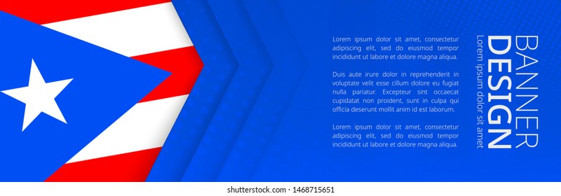 Banner template with flag of Puerto Rico for advertising travel, business and other. Horizontal web banner design.