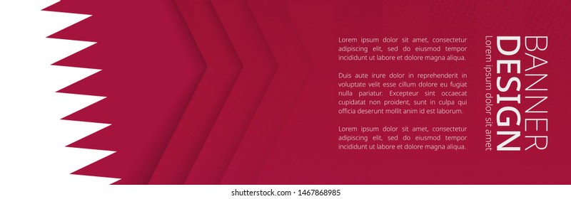 Banner template with flag of Qatar for advertising travel, business and other. Horizontal web banner design.