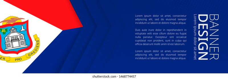 Banner template with flag of Sint Maarten for advertising travel, business and other. Horizontal web banner design.
